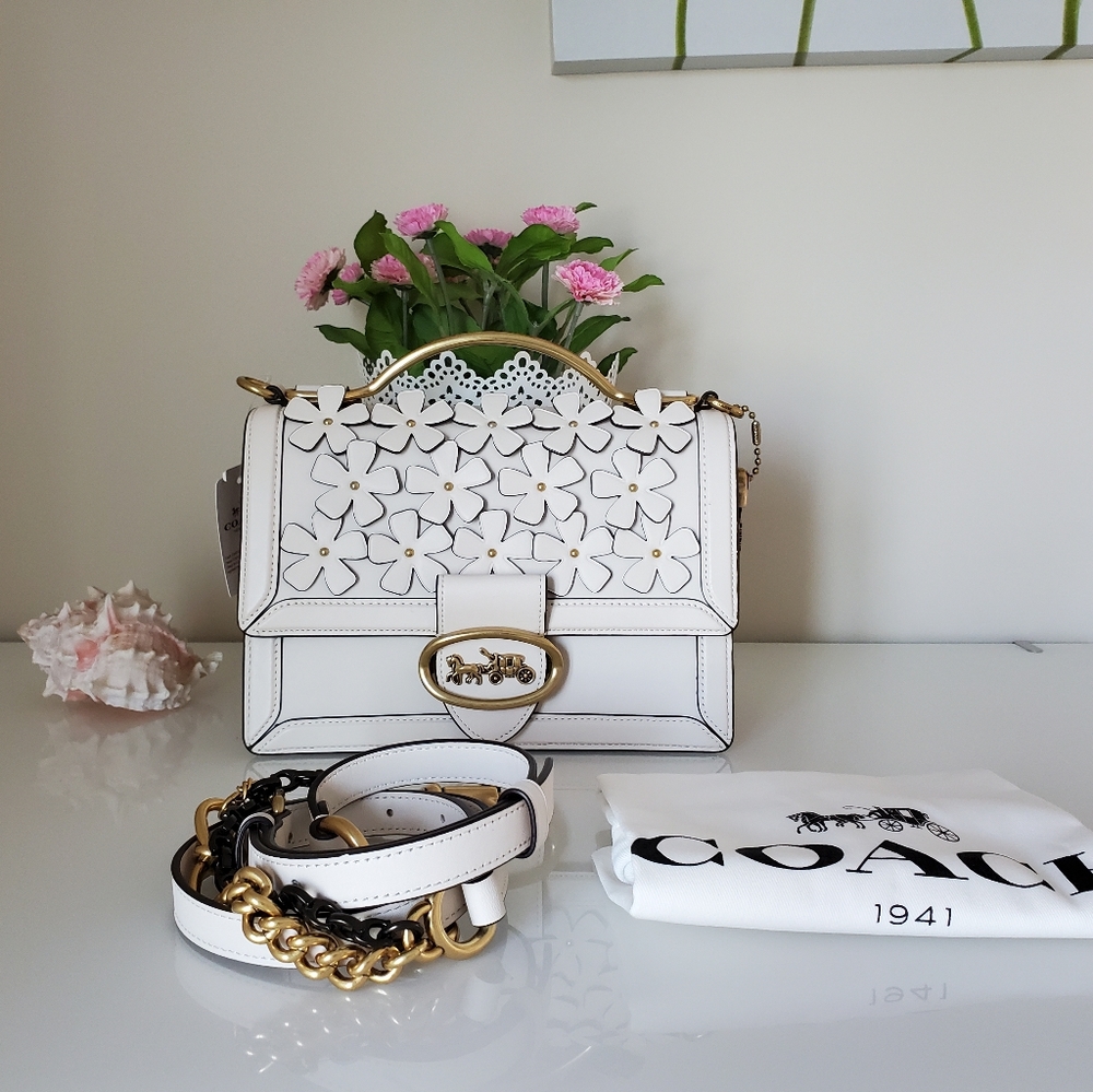 Coach Riley Top Handle 22 with Floral Applique